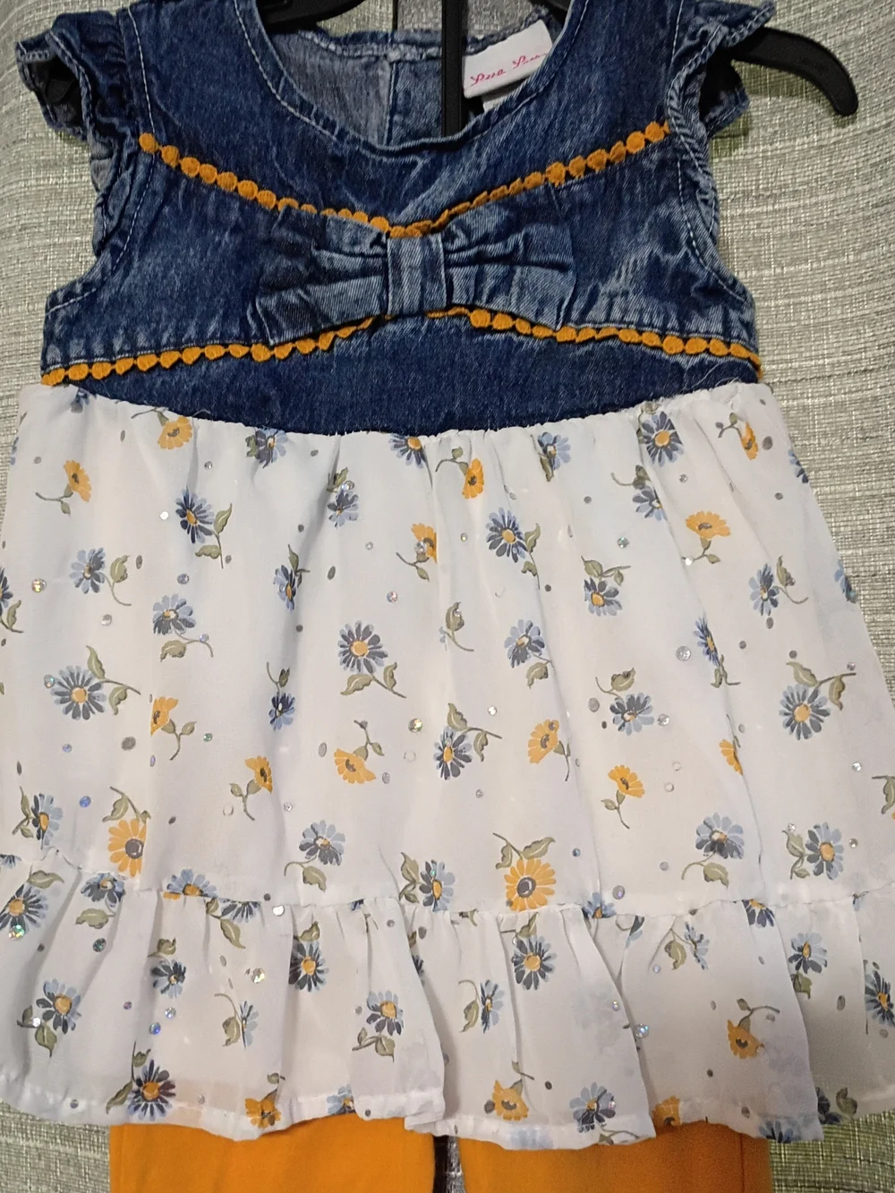 Little Lass Denim- Floral Top with Matching Leggings - Picture 3 of 9